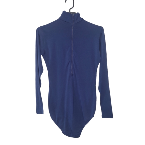 Vintage Danskin navy blue turtleneck bodysuit in size Large - Picture 2 of 7